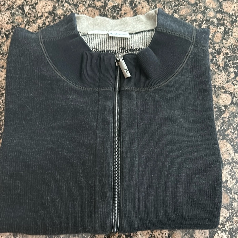 NEVER worn Tommy Bahama 3/4 zip, reversible sweater.